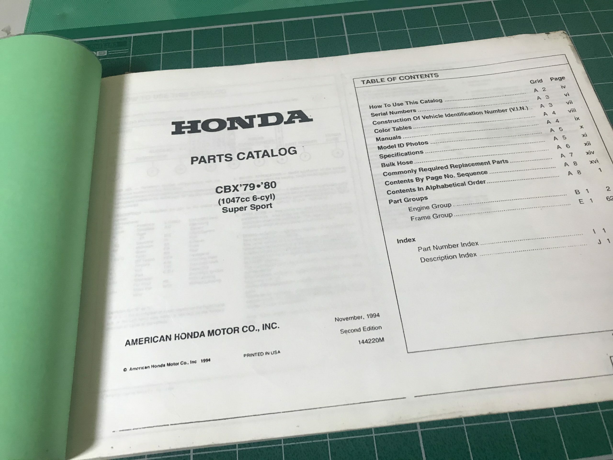 HONDA CBX1000 - Parts List
